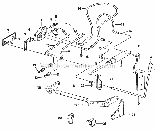 Hydraulic Lift Diagram and Parts List for 2050048U Cub Cadet Lawn Tractor